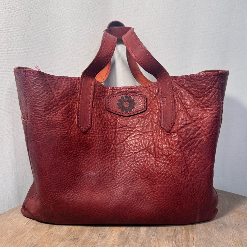 Slouchy Vintage Style Red Leather Tote Bag - Picture 2 of 6